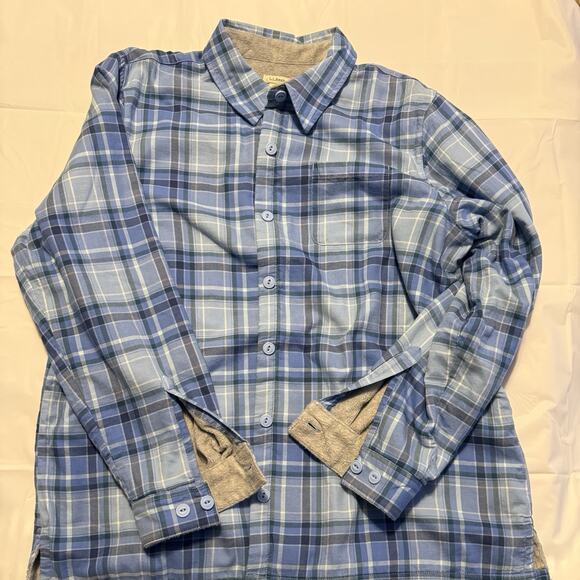 NWT - LL Bean Women’s Medium Fleece Lined Flannel Shirt Blue Button Front 285013 - Picture 3 of 10
